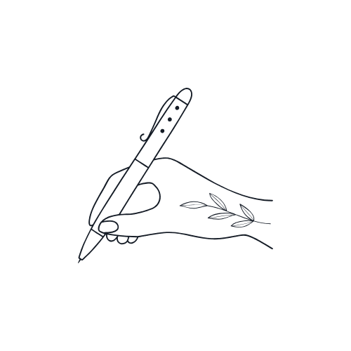 Hand with pen icon symbolizing DIY branding mistakes in copying someone else’s tone.