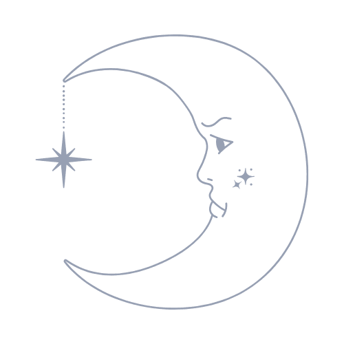 crescent moon icon representing guidance and reflection while finding brand clarity in the fog